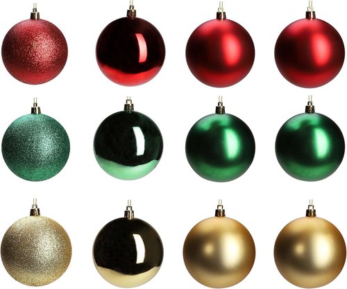 DN DECONATION Christmas Ball Ornaments - 3.15” Multicolor Shatterproof Hanging Balls Set of 12 for Tree Decor