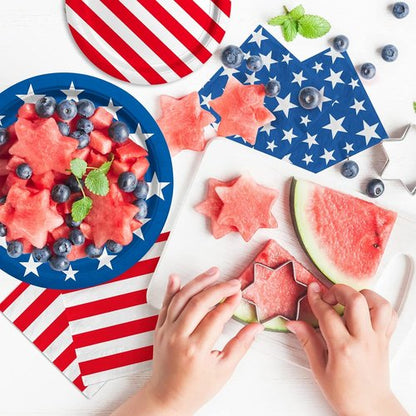 American Flag Party Supplies - Disposable Dinner & Dessert Paper Plates with Napkins | Serve 50 for Veterans Day & 4th of July