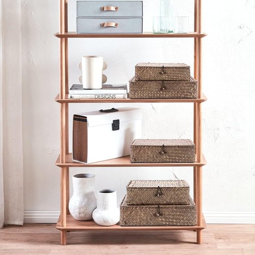 Hipiwe Wicker Storage Baskets - Set of 3 Handwoven Seagrass Bins with Lids | Large 14.8"x13" Coffee