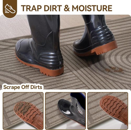 Absorbent Front Door Mat by [Brand Name] - 17''x30'' Non-Slip, Washable Indoor Doormat | Easy-Clean Brown Welcome Mat