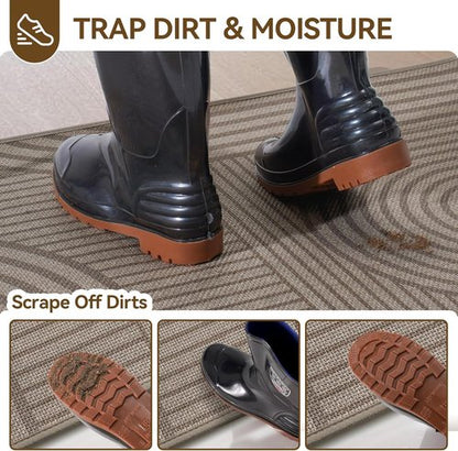 Absorbent Front Door Mat by [Brand Name] - 17''x30'' Non-Slip, Washable Indoor Doormat | Easy-Clean Brown Welcome Mat
