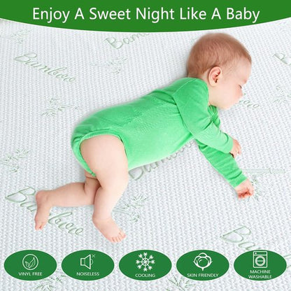 GOONIK Queen Mattress Protector - Waterproof Bamboo Viscose Pad Cover for 6-18 Inch Deep Mattresses