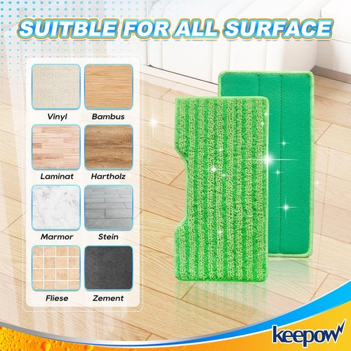 KEEPOW Reusable Mop Pads - Compatible With Shark Vac Mop Models - Washable & Upgraded Design (1+3+6 Pads)
