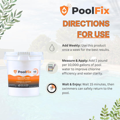 Non Chlorine Shock - Fast-Acting Pool & Hot Tub Oxidizing Shock | 45lb Bucket for Crystal Clear Water