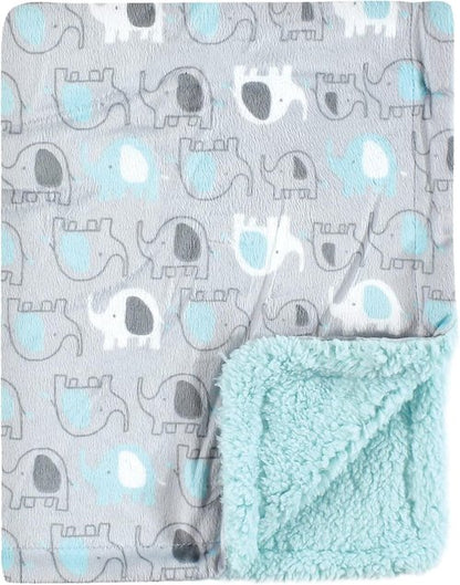 Luvable Friends Baby Plush Blanket - Soft Sherpa Back | Unisex Elephant Design, One Size