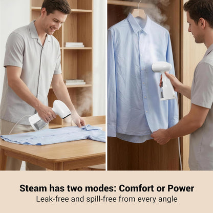 Skiennix Handheld Clothes Steamer - Fast Wrinkle Removal, 450 ML Tank, 10 FT Cord, 1000W, White
