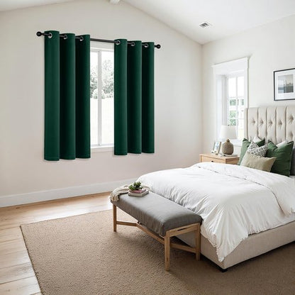 MIULEE Hunter Green Blackout Curtains - Thermal Insulated Bedroom Curtains Room Darkening Drapes for Living Room Kitchen Christmas Grommet Top Window Treatment, 40 x 45 Inches Long, 2 Panels
