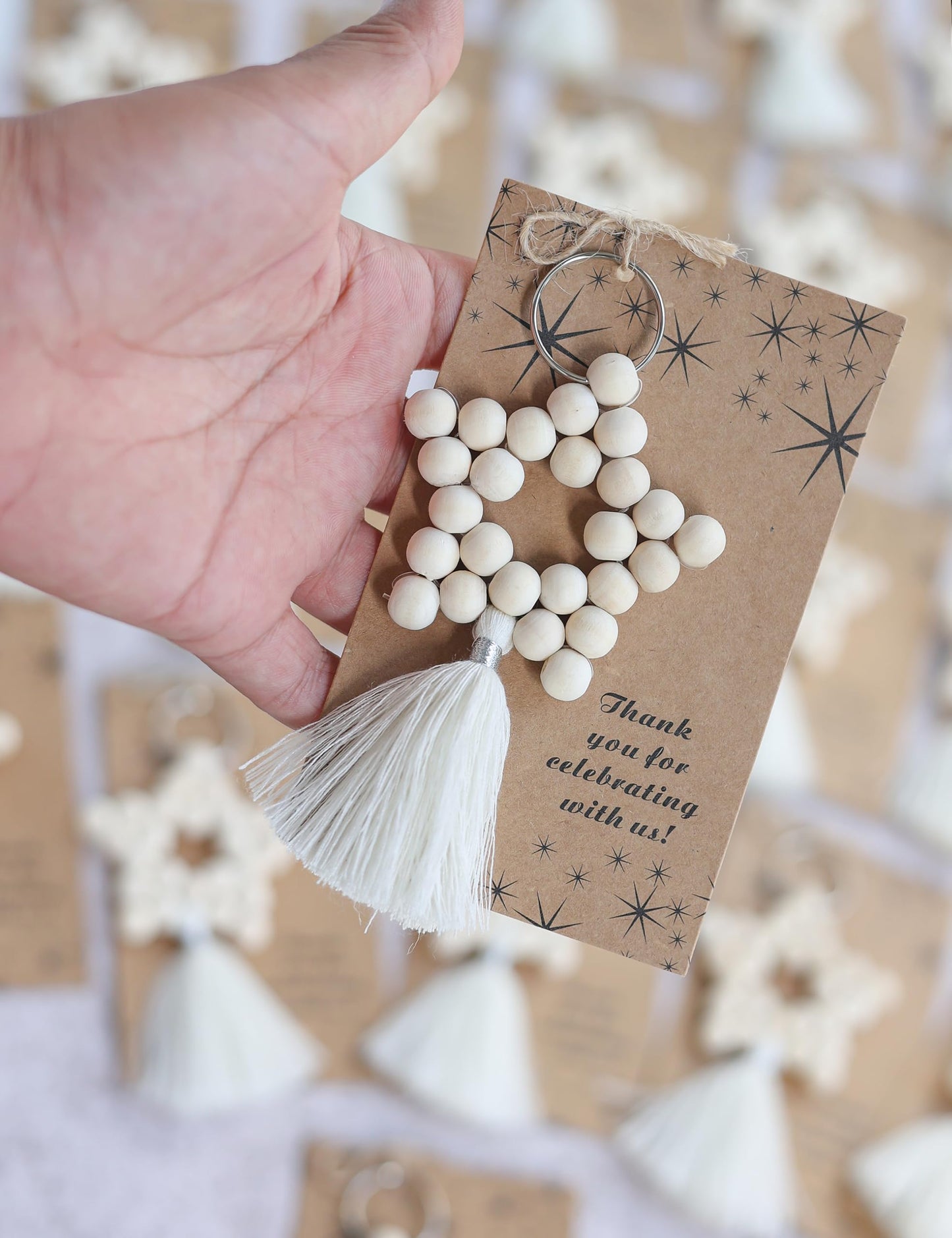 Wooden Bead Tassels (30 pcs set) for Wedding Favors, Baby Shower Favors for Guests, Bridal Shower Party Favors, Thank You Gifts. (White30)