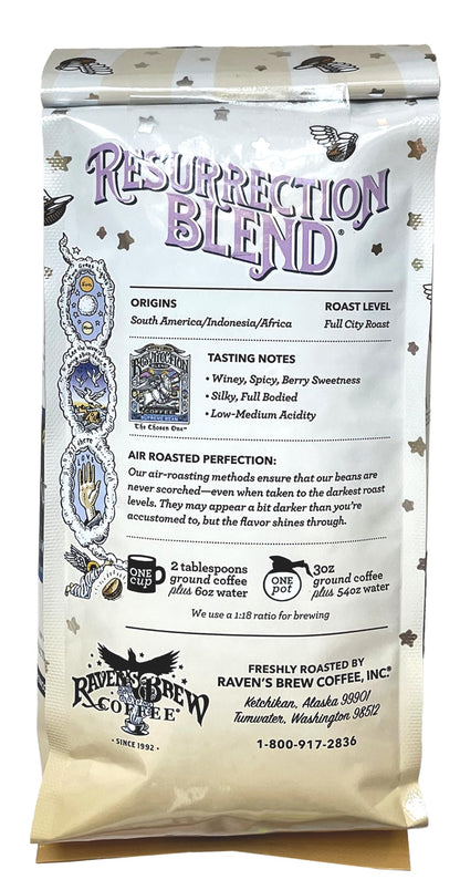 Raven's Brew Coffee Full Bodied Coffee Full City Roast Roast Ground - Resurrection Blend 12oz