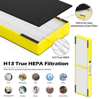 3 pack FLT4825 Filter B Replacement ＆ LB4000 Compatible with G-Guardian Filter B Purifier AC4825 AC4825E AC4300 AC4800 AC4900 AC4850, 3 HEPA Filters + 9 Carbon filters+ 1 lb4000 uv light bulb