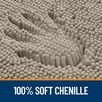 OLANLY Bathroom Runner Rugs - Soft Absorbent Chenille Bath Mats | Quick Dry, Machine Washable, 47x17" in Warm Taupe