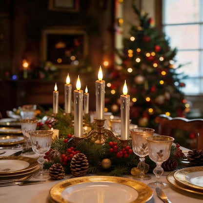 Rechargeable Flameless Clip-On Christmas Tree Candles with Remote & Timer - Gold