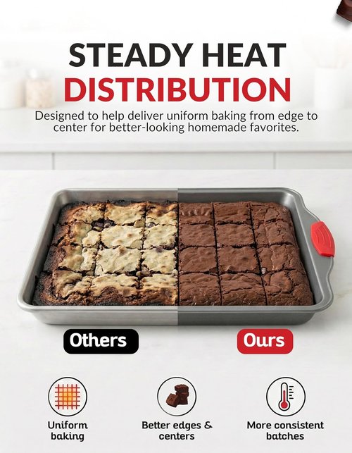 Boxiki Kitchen Non-Stick 9x13 Rectangular Cake Pan - Durable & Non-Toxic Baking Pan for Oven Delights
