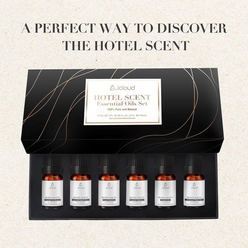 JCLOUD Essential Oils Set - Top 6 Luxury Hotel-Inspired Diffuser Oils for Home | Pure Aromatherapy - 6x10mL