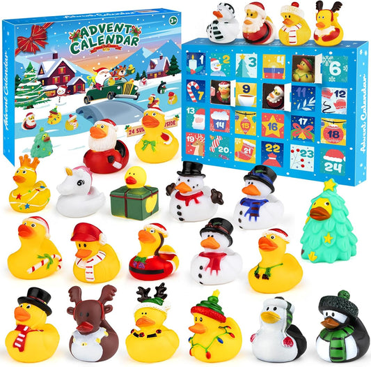 Rubber Duck Advent Calendar - 24 Days Countdown Christmas Decor | Fun Bath Toys for Kids