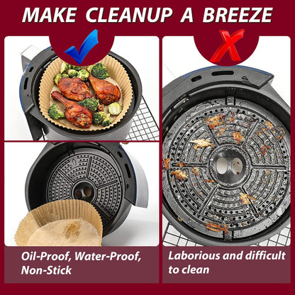 Ninja Air Fryer Liners - Non-Stick Parchment Paper for 4-8QT Baskets | 225PCS Round Liners