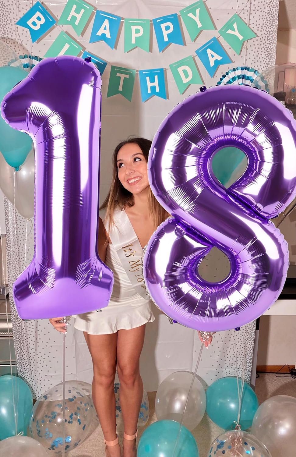 Number Balloons - 40 Inch Purple Birthday Balloons for 1st, 11th, 21st Celebrations | Baby Shower Decor