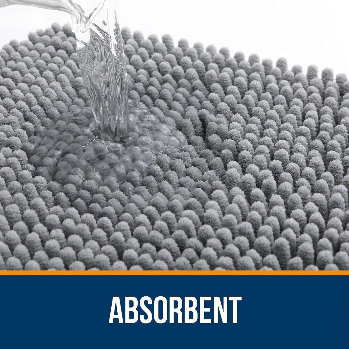 OLANLY Bathroom Rugs - Extra Soft Chenille Bath Mats | 30x20, Quick-Dry & Machine Washable, Grey