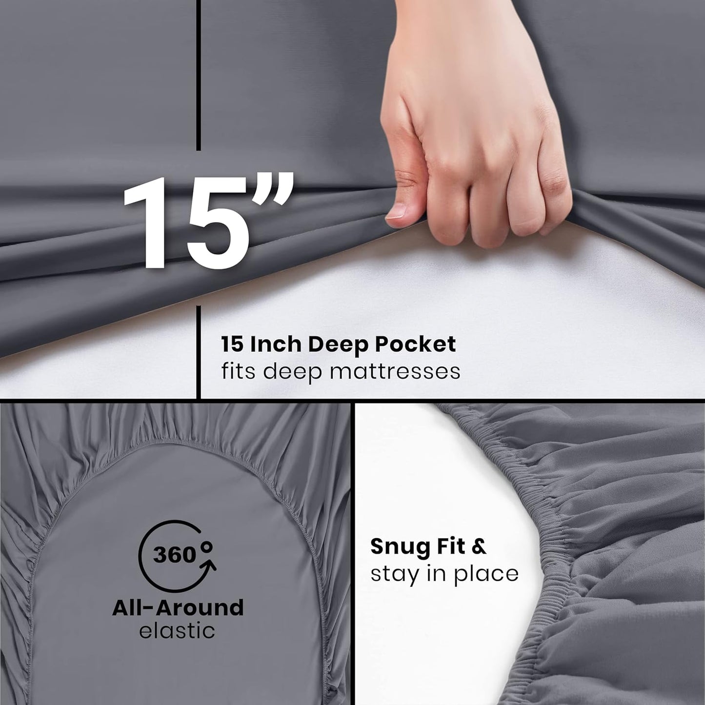 Utopia Bedding Twin XL Fitted Sheets - Soft Brushed Microfiber - Deep Pocket Design - Grey (Pack of 2)