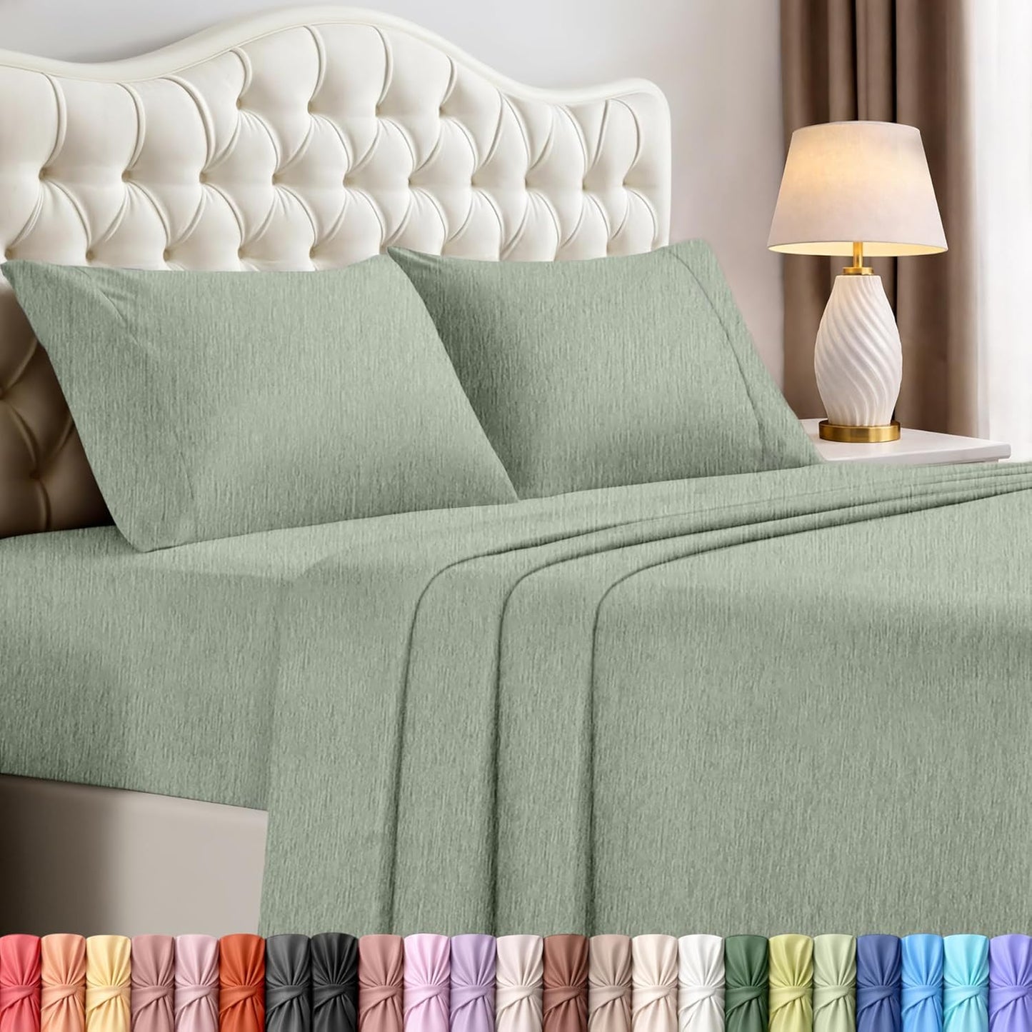Utopia Bedding California King Sheet Set - Soft, Breathable Microfiber, 4-Piece in Heather Sage