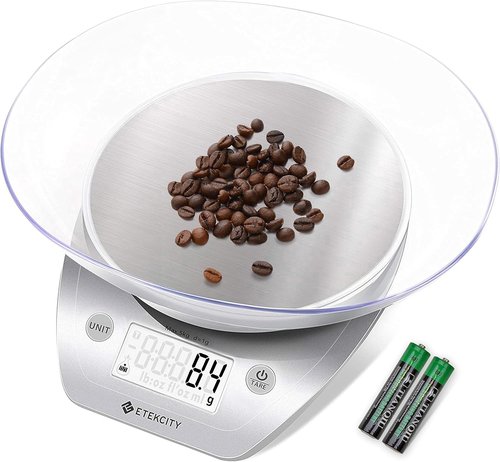 Etekcity Digital Food Kitchen Scale - Accurate 0.1g Measurements for Weight Loss & Meal Prep | 11lb/5kg, Stainless Steel Silver