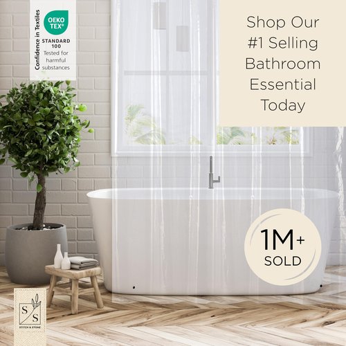 Stitch & Stone Shower Curtain Liner, Premium Lightweight Durable Waterproof 4g PEVA for Bathroom with Weighted Magnets, Standard Size 70" x 72" Clear 2 Pack