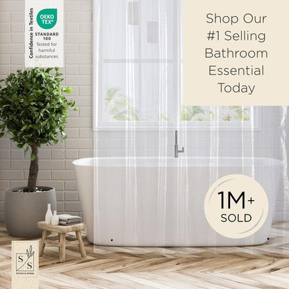 Stitch & Stone Shower Curtain Liner, Premium Lightweight Durable Waterproof 4g PEVA for Bathroom with Weighted Magnets, Standard Size 70" x 72" Clear 2 Pack