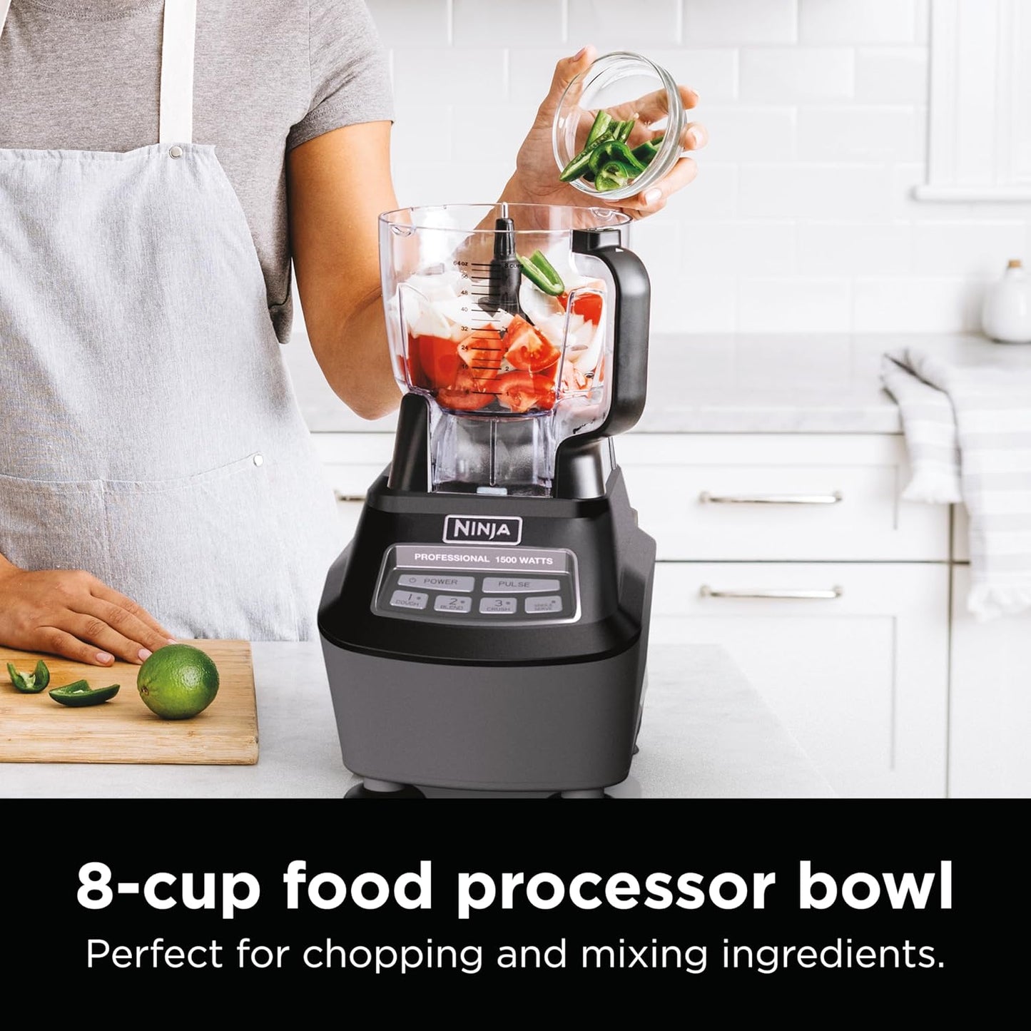 Ninja Kitchen System - All-in-One Food Processor & Blender for Smoothies | Includes Pitcher, Travel Cup & 8-Cup Bowl | Perfect for Salsa, Dough, Shakes & Frozen Drinks | 120 Volts | Black | BL770AMZ
