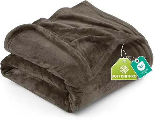 Utopia Bedding Fleece Blanket King Size Brown 300GSM Luxury Fuzzy Soft Anti-Static Microfiber Bed Blanket (90x102 Inch)