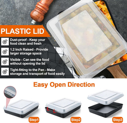 P&P CHEF Toaster Oven Pan - Nonstick Baking & Roasting Tray with Lid | 10.5 Inch, 2-Piece Set