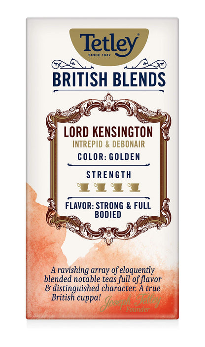 Tetley British Blends Lord Kensington Black Tea, Strong & Full Bodied Tea, 20 Tea Bags (Pack of 6)