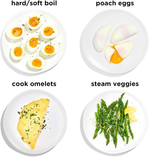 Chefman Egg Maker - Rapid Poacher & Vegetable Steamer | Makes Up to 6 Eggs, BPA-Free, Black