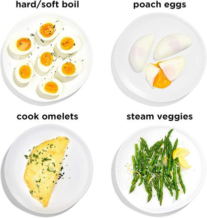 Chefman Egg Maker - Rapid Poacher & Vegetable Steamer | Makes Up to 6 Eggs, BPA-Free, Black