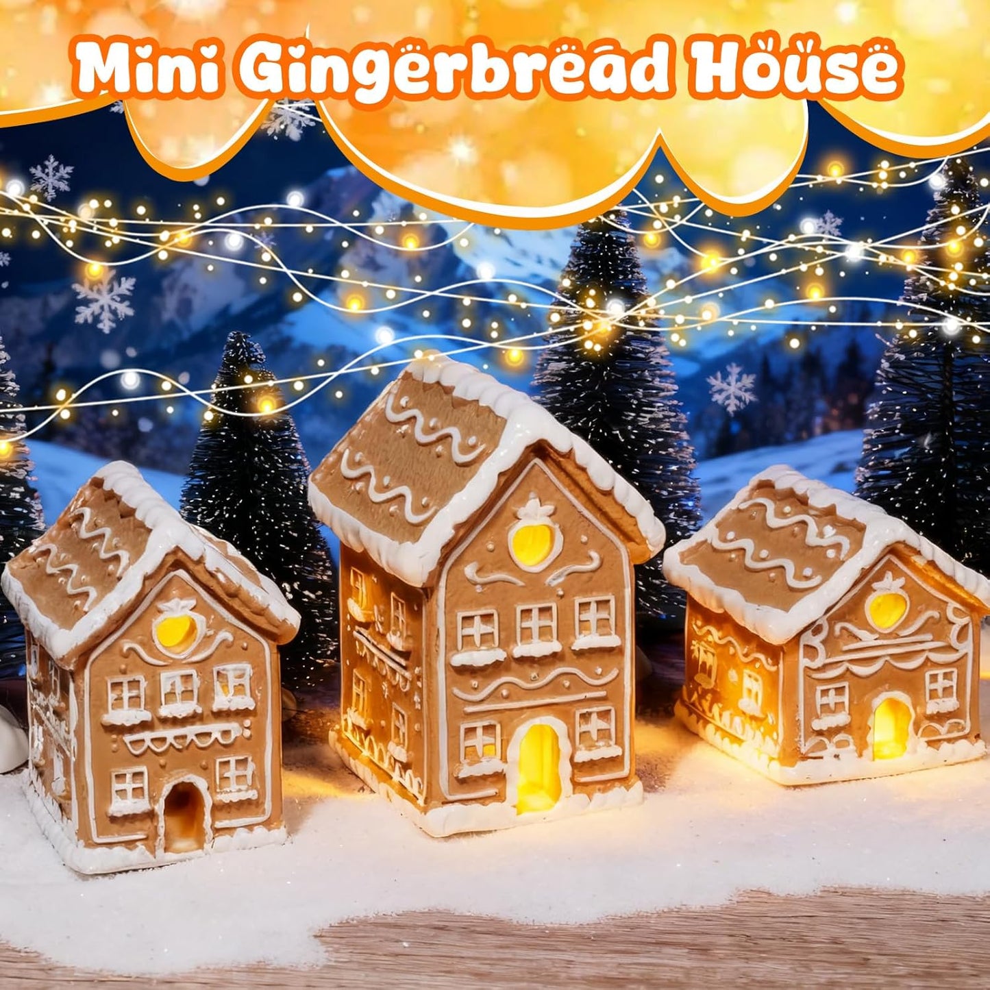 Regine Switzerland Christmas Gingerbread House Kit - 3PCS Mini Village Decorations for Festive Home Decor