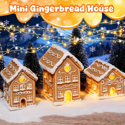 Regine Switzerland Christmas Gingerbread House Kit - 3PCS Mini Village Decorations for Festive Home Decor