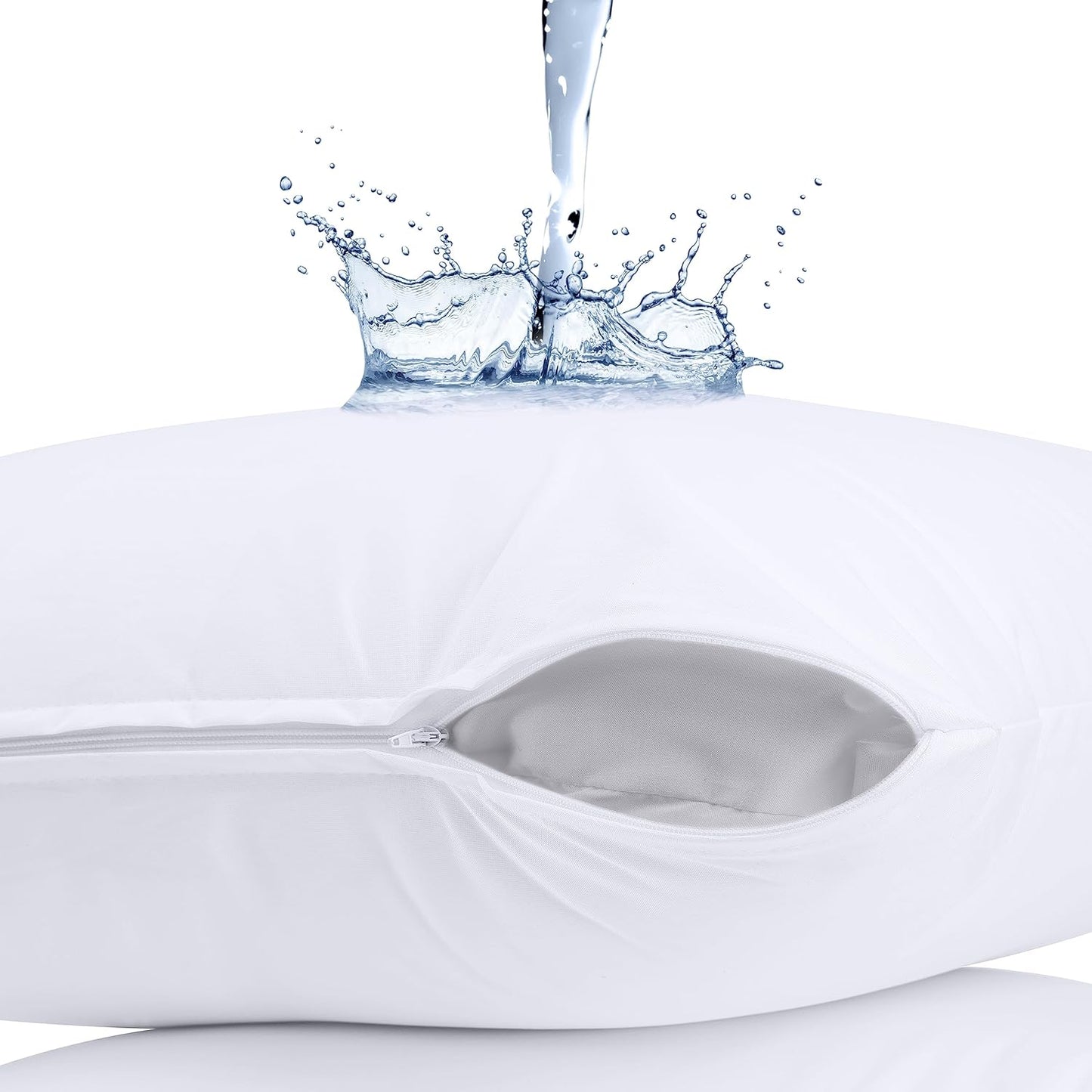 Utopia Bedding King Size Waterproof Pillow Protectors - Bed Bug & Dust Mite Proof Zippered Covers | Set of 4, White