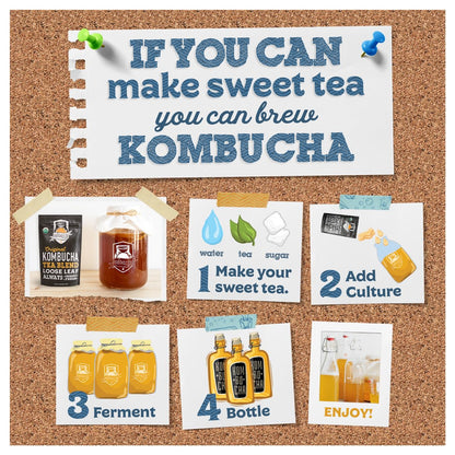 Fermentaholics Ingredient Kit - Classic Kombucha, Brews 1-Gallon, Organic, Kosher