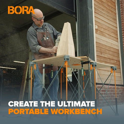 BORA Centipede Workbench Table Top - 24" x 48" Wood Top with 20mm Dog Holes & 6 Quick-Twist Lock Handles