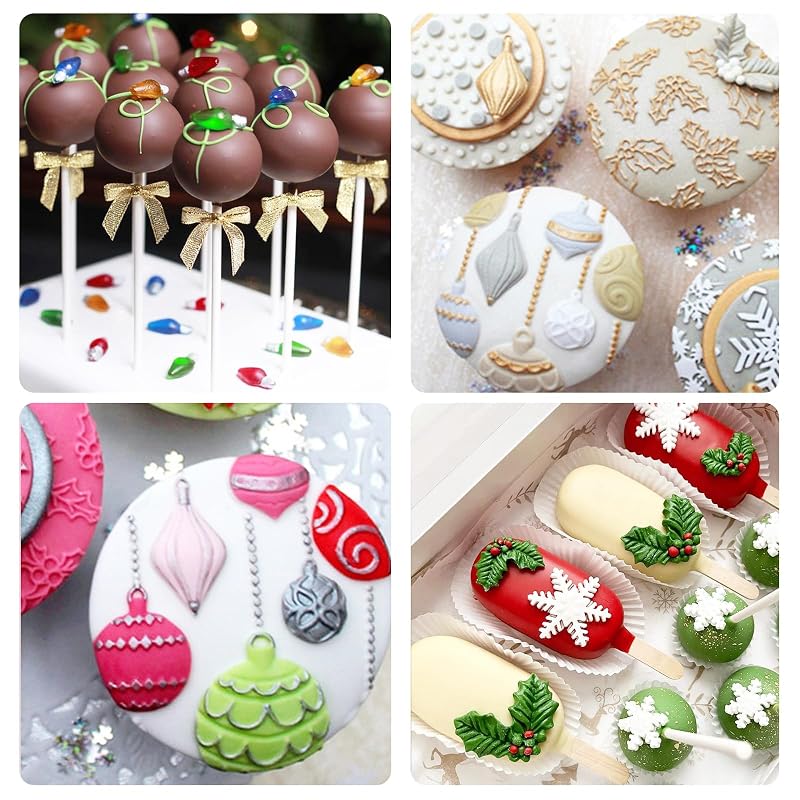 Pink Variation: Christmas Ornament Fondant Molds Set – 3 Pack Small Christmas Light Bulb