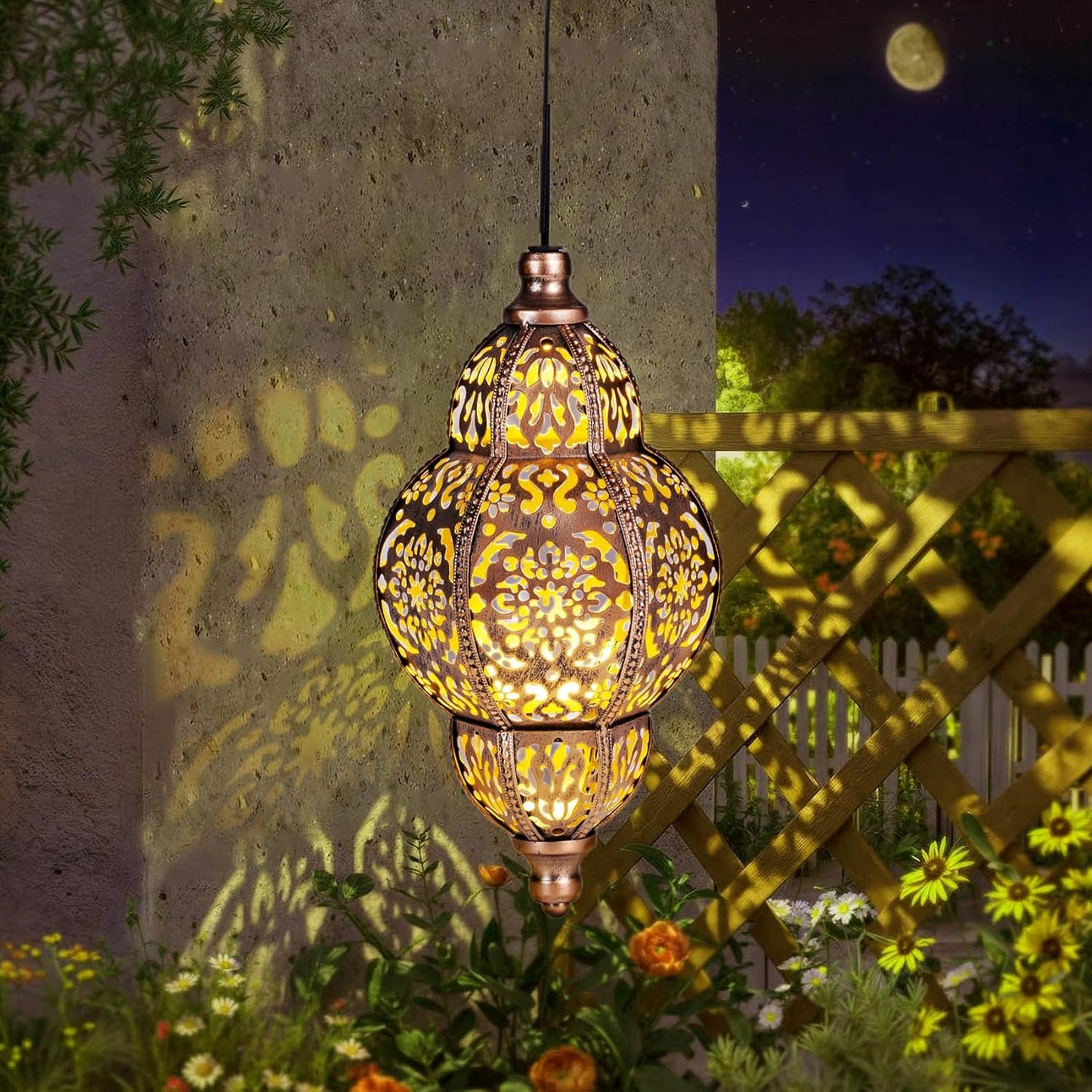 Skiennix Solar Lanterns - Outdoor Garden Decor with Moroccan Chandelier Design | Perfect for Patios & Gazebos