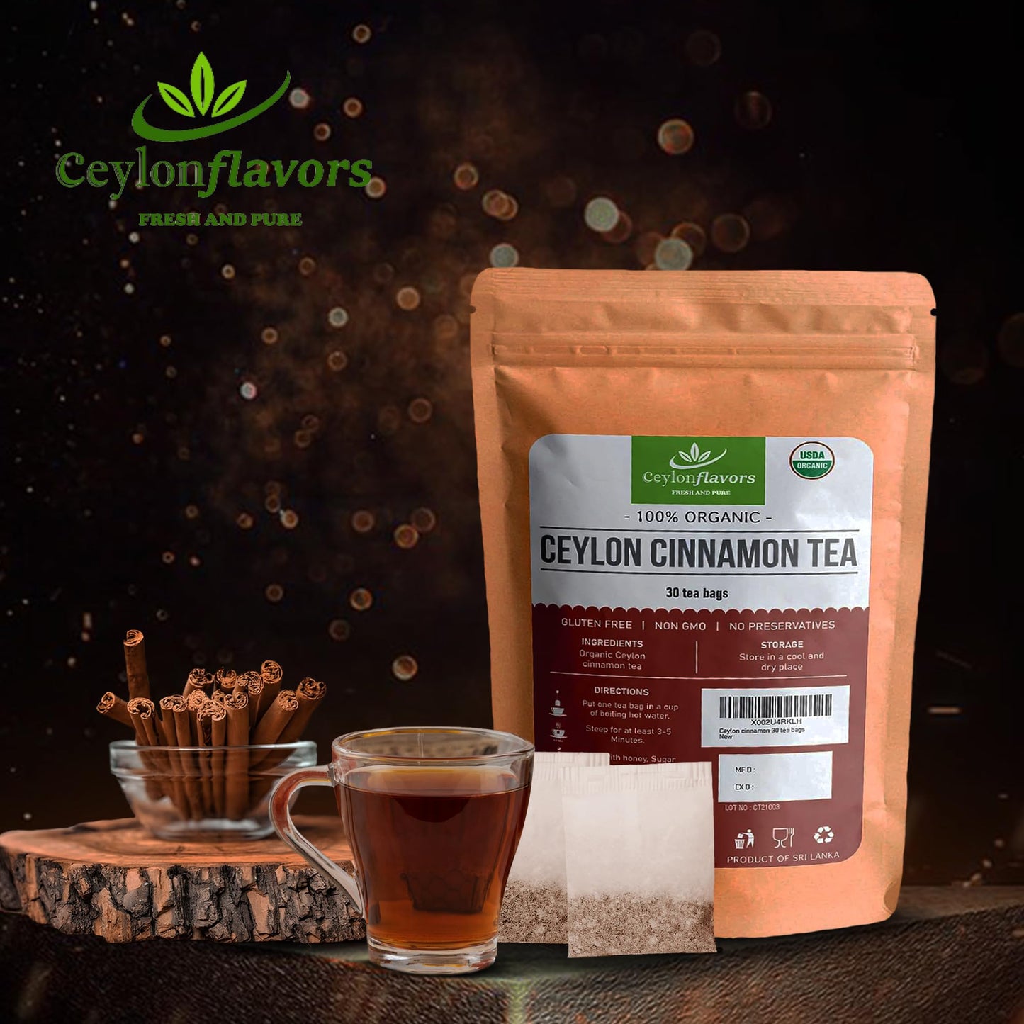 Organic Ceylon Cinnamon 30 Tea Bags