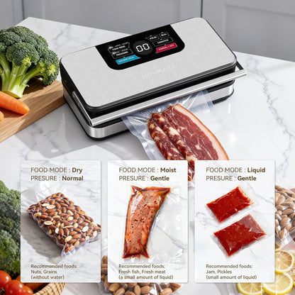 Skiennix Vacuum Sealer - Powerful 95kPa Fully Automatic 10-in-1 Machine with Built-in Cutter & Digital Display