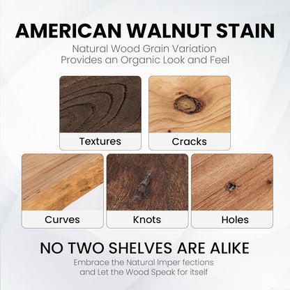 Rustic Elm Wood Floating Shelves by [Brand Name] - Heavy-Duty Live-Edge Design, 36"x9.3", Set of 2 for Home Decor