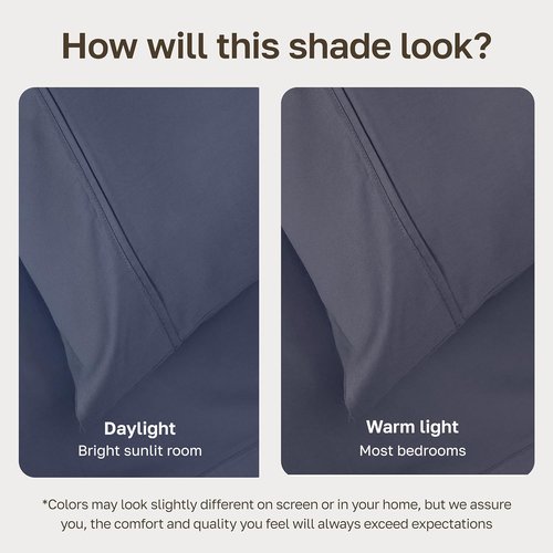 California Design Den Queen Size Sheet Set - 6-Pc 400 Thread Count 100% Cotton, Deep Pocket - Indigo Dusty Blue