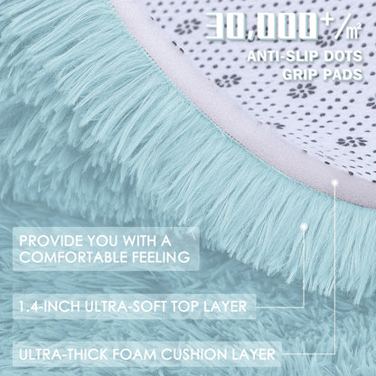 OLANLY 6x9 Machine Washable Large Area Rugs for Living Room, Bedroom, Soft Fluffy Shaggy Bedside Rug, Indoor Floor Carpet for Kids Girls and Boys, Dorms, Nursery, Home Decor Aesthetic, Light Blue
