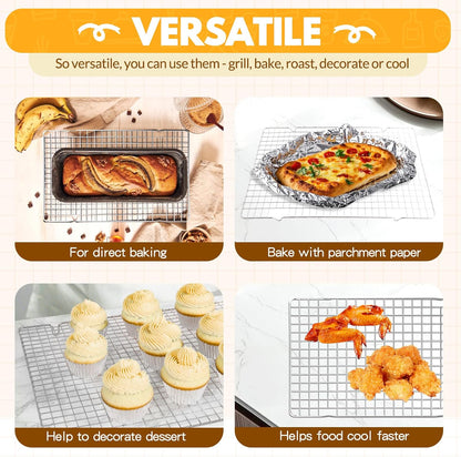 Skiennix Cooling Racks - 2 PCS Stainless Steel Baking Racks | 15x10 Inches, Oven Safe Design