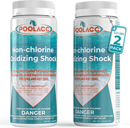 Non-Chlorine Spa Shock Oxidizer Cleaner by Spa Essentials - 2.2 LB 2 Pack for Quick Dissolving, Chlorine-Free Water Care