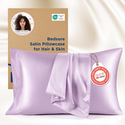 Bedsure Satin Pillowcases - Luxurious Queen Size Set of 2 | Soft Lavender with Envelope Closure, 20x30 Inches