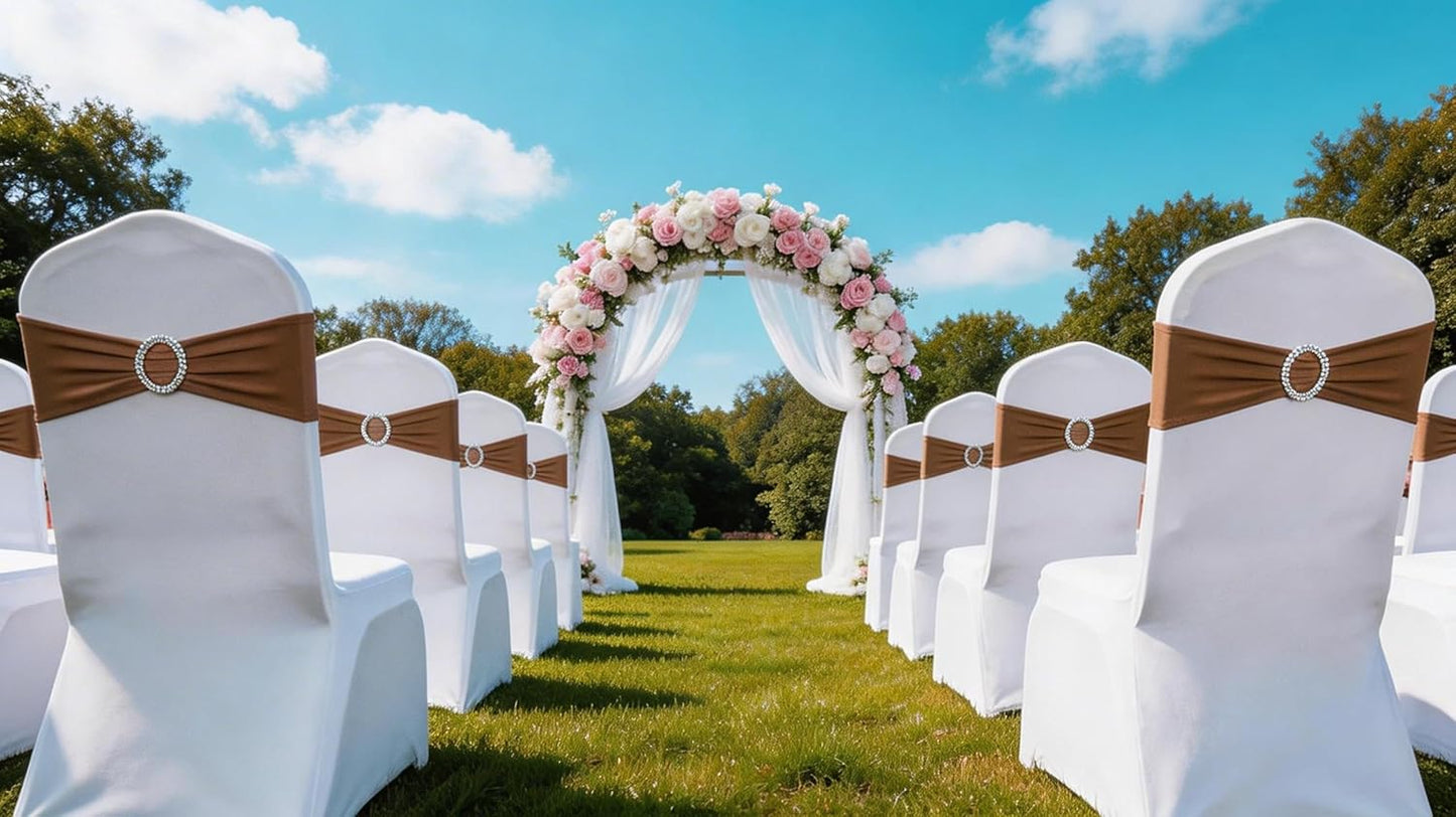 Bran Spandex Chair Sashes - Light Brown Wedding & Party Decor | Pack of 50