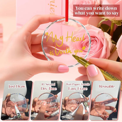 Set of 6 Personalized Clear Glass Ornaments 3'' – Blank Round Ornaments with Ribbons & Hooks (Variation: Clear-2)